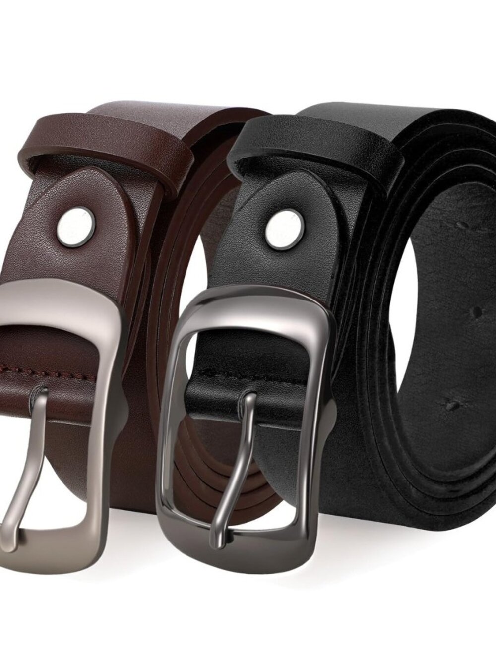 2 Packs Women Leather Belts for Jeans Fashion Leather Ladies Waist Belt